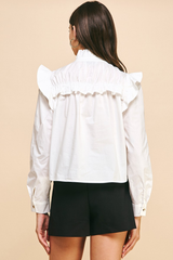Sadie Poplin Ruffle Button Down Top