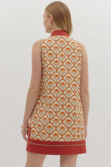 Eloise Geo Print Mini Dress in Ecru