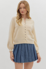 Coraline Soft Cardigan Sweater in Cream