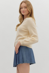 Coraline Soft Cardigan Sweater in Cream