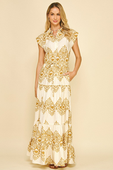 Mae Damask Printed Maxi Dress