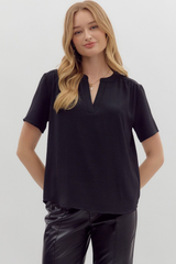Odette Short Sleeve Top in Black