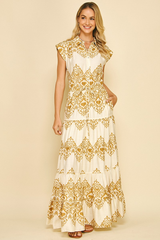 Mae Damask Printed Maxi Dress