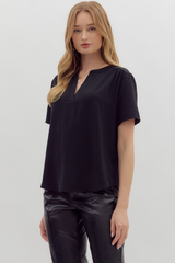 Odette Short Sleeve Top in Black
