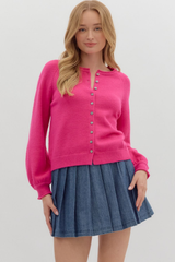 Coraline Soft Cardigan Sweater in Pink