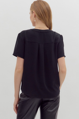 Odette Short Sleeve Top in Black