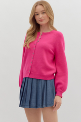 Coraline Soft Cardigan Sweater in Pink