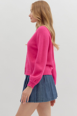 Coraline Soft Cardigan Sweater in Pink