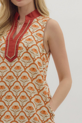 Eloise Geo Print Mini Dress in Ecru