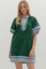 Aster Puff Sleeve Mini Dress in Hunter Green