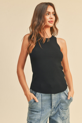 Bella Ribbed Tank Top in Black