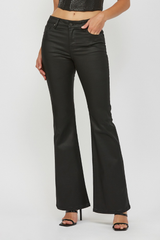 Elaine Coated Mid Rise Flare Jean