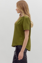 Odette Short Sleeve Top in Olive