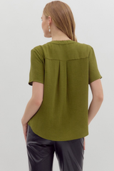 Odette Short Sleeve Top in Olive