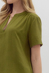 Odette Short Sleeve Top in Olive
