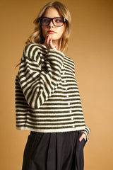 Mason stripe cardigan in olive