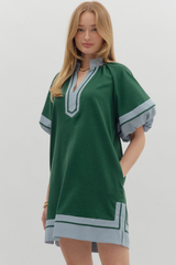 Aster Puff Sleeve Mini Dress in Hunter Green