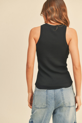 Bella Ribbed Tank Top in Black