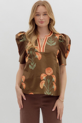 Everleigh Floral Top in Brown