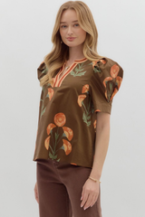 Everleigh Floral Top in Brown