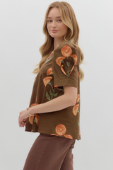 Everleigh Floral Top in Brown