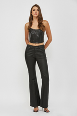 Elaine Coated Mid Rise Flare Jean