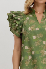 Emerald Ruffle Flutter Sleeve Top