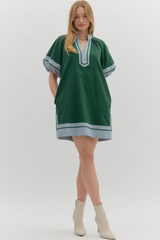 Aster Puff Sleeve Mini Dress in Hunter Green