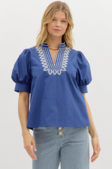 Ember Embroidered Puff Sleeve Top