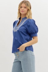 Ember Embroidered Puff Sleeve Top