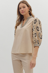 Emmeline Embroidered Sleeve Top