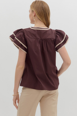 Fawn Applique Ruffle Sleeve Top