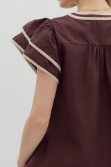 Fawn Applique Ruffle Sleeve Top