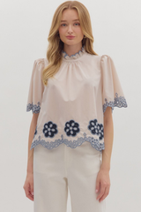 Mavis Crochet Trim Top