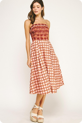 Sydney Smocked Chain Print Midi Dress