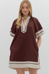 Aster Puff Sleeve Mini Dress in Chocolate