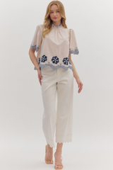 Mavis Crochet Trim Top