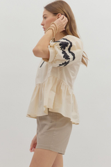 Louise Embroidered Peplum Top