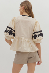 Louise Embroidered Peplum Top