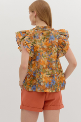 Ciara Floral Ruffle Sleeve Top