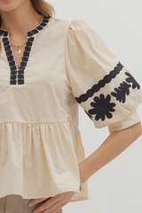 Louise Embroidered Peplum Top