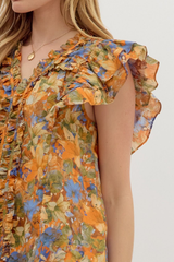Ciara Floral Ruffle Sleeve Top