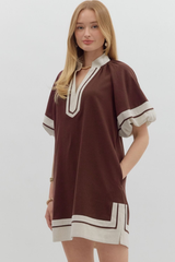 Aster Puff Sleeve Mini Dress in Chocolate