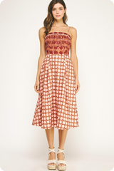 Sydney Smocked Chain Print Midi Dress