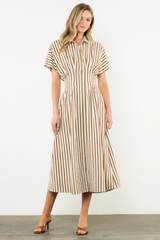 Florence Stripe Short Sleeve Midi Dress