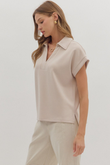 Maeve Scube Short Sleeve Top in Oatmeal