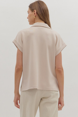 Maeve Scube Short Sleeve Top in Oatmeal