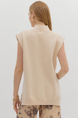 Cleo Sleeveless Mock Neck Sweater in Oatmeal