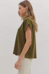 Maeva Scuba Short Sleeve Top in Olive