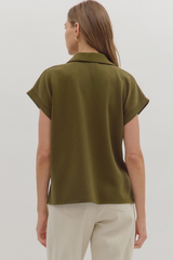 Maeva Scuba Short Sleeve Top in Olive